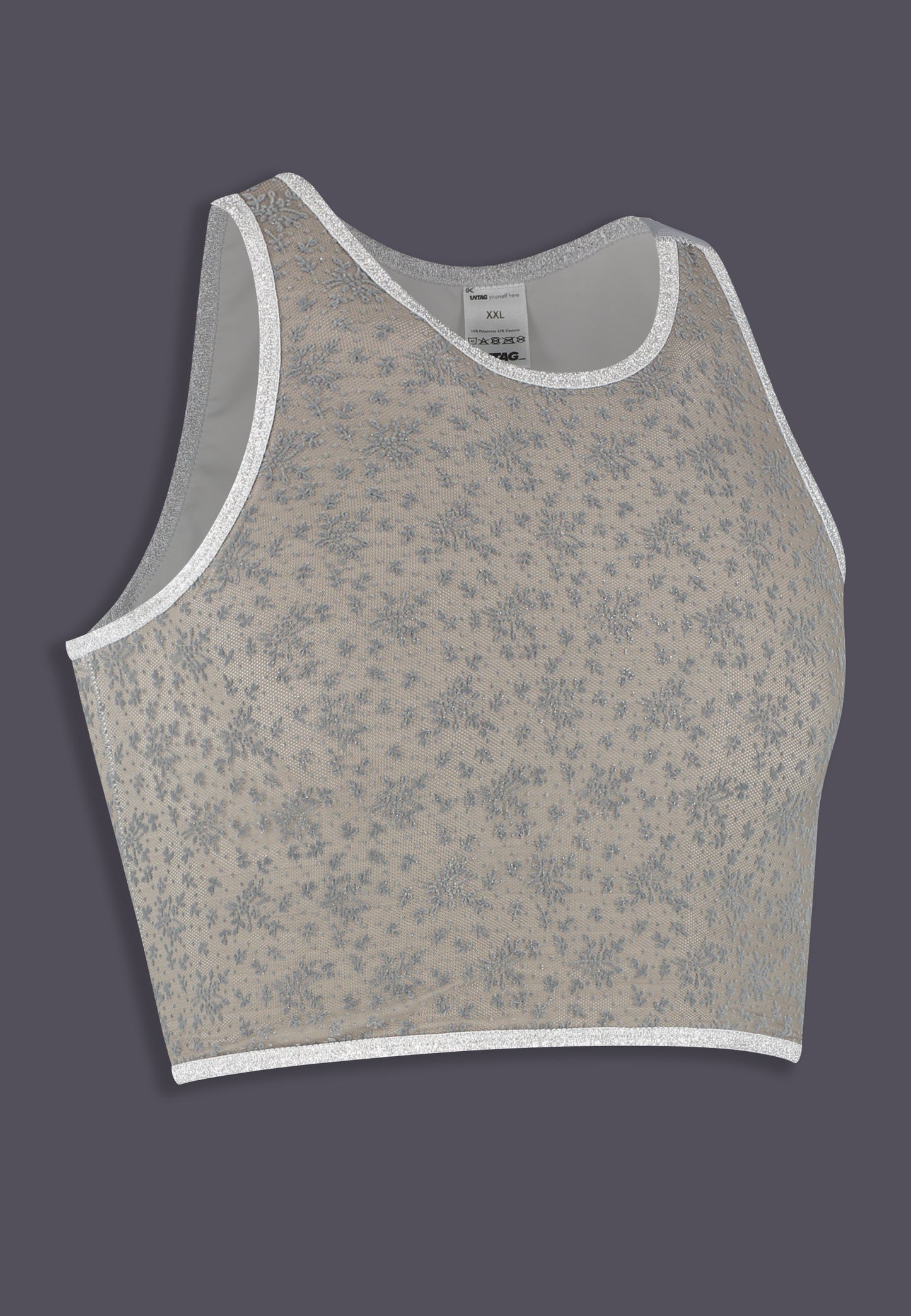 UNTAG FtM trans chest binder lace silver product side