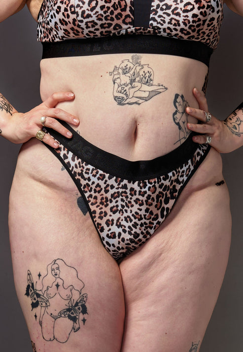 High Waisted Tucking Thong leopard