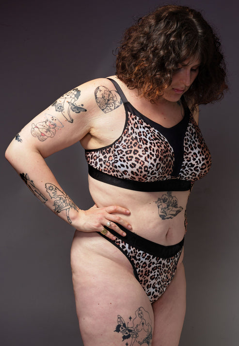 High Waisted Tucking Thong leopard