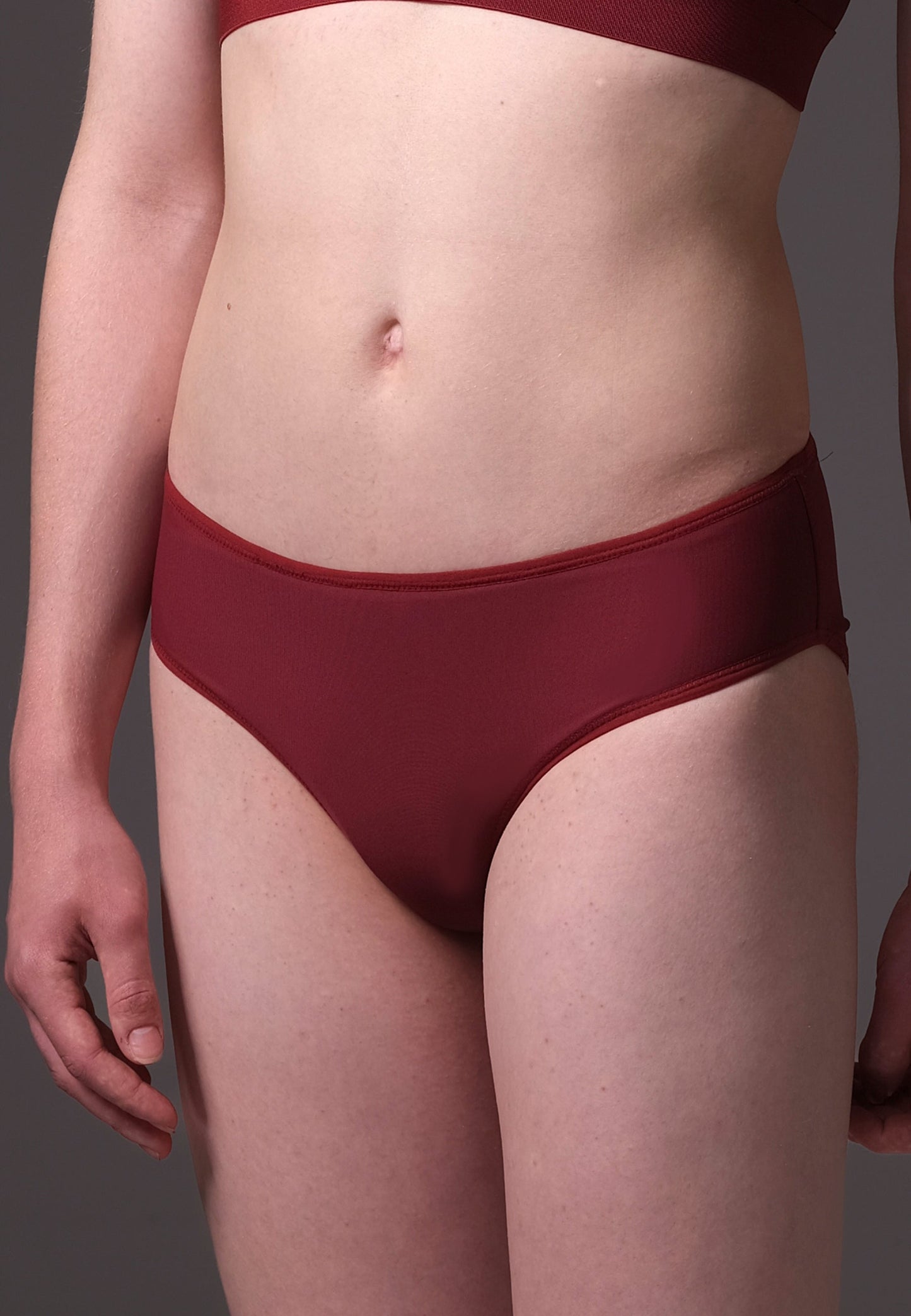UNTAG MtF trans femme underwear tucking panties burgundy model front zoom