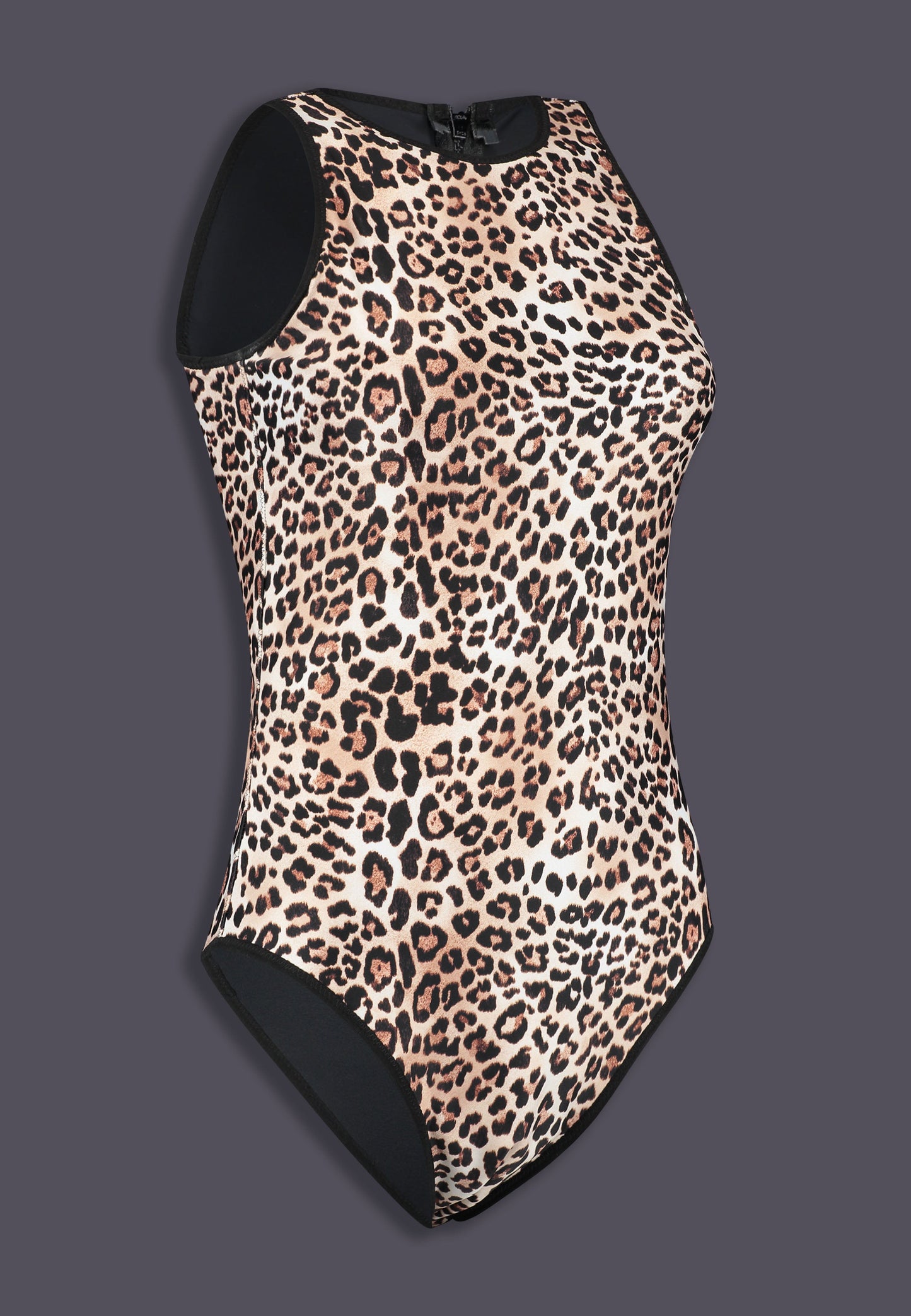 UNTAG MtF trans femme underwear tucking swimsuit leopard one piece zipper prosthetic bathing suit product side