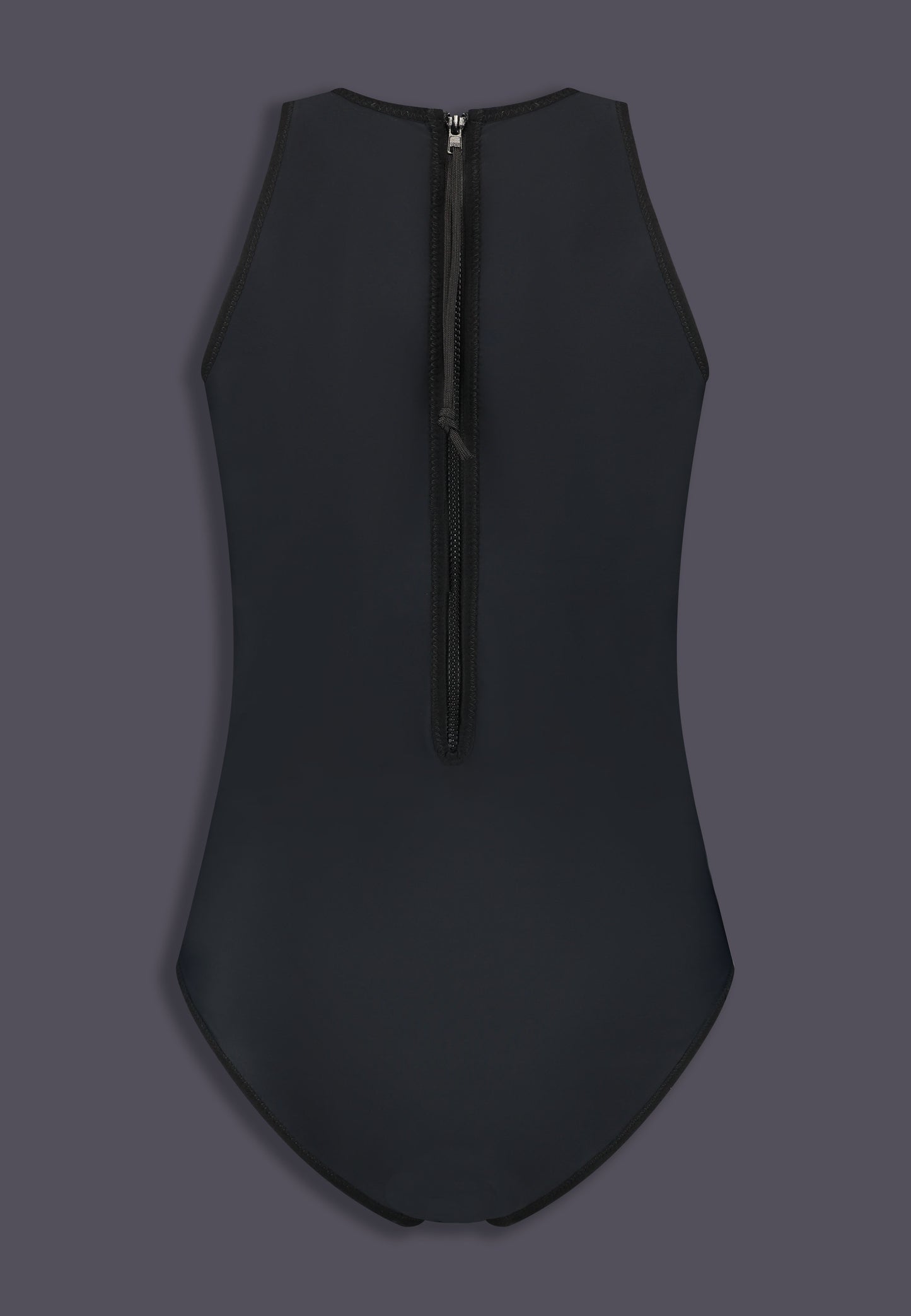 UNTAG MtF trans femme underwear tucking swimsuit black one piece zipper prosthetic bathing suit product back