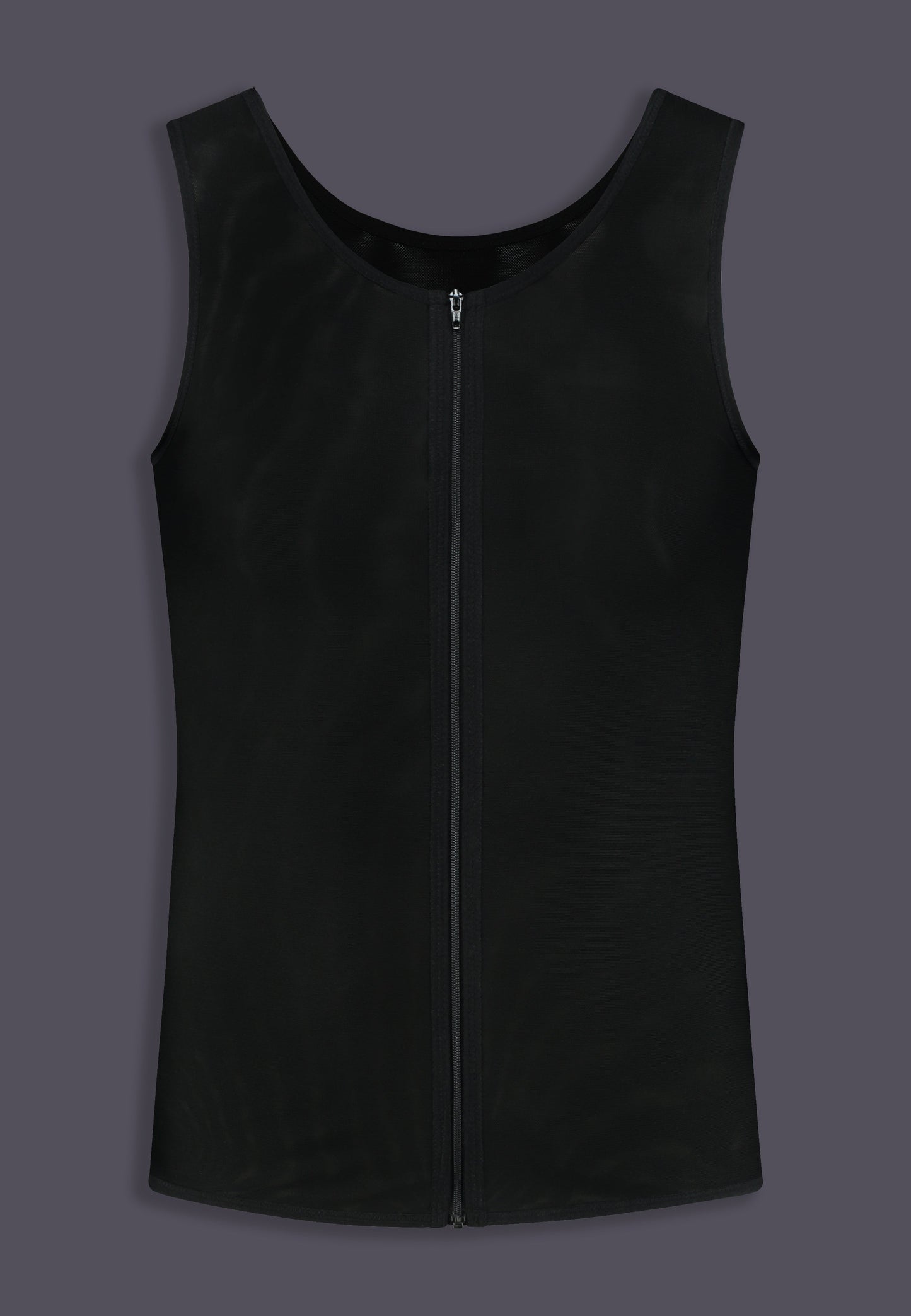 Singlet Binder with zipper in black front view by UNTAG