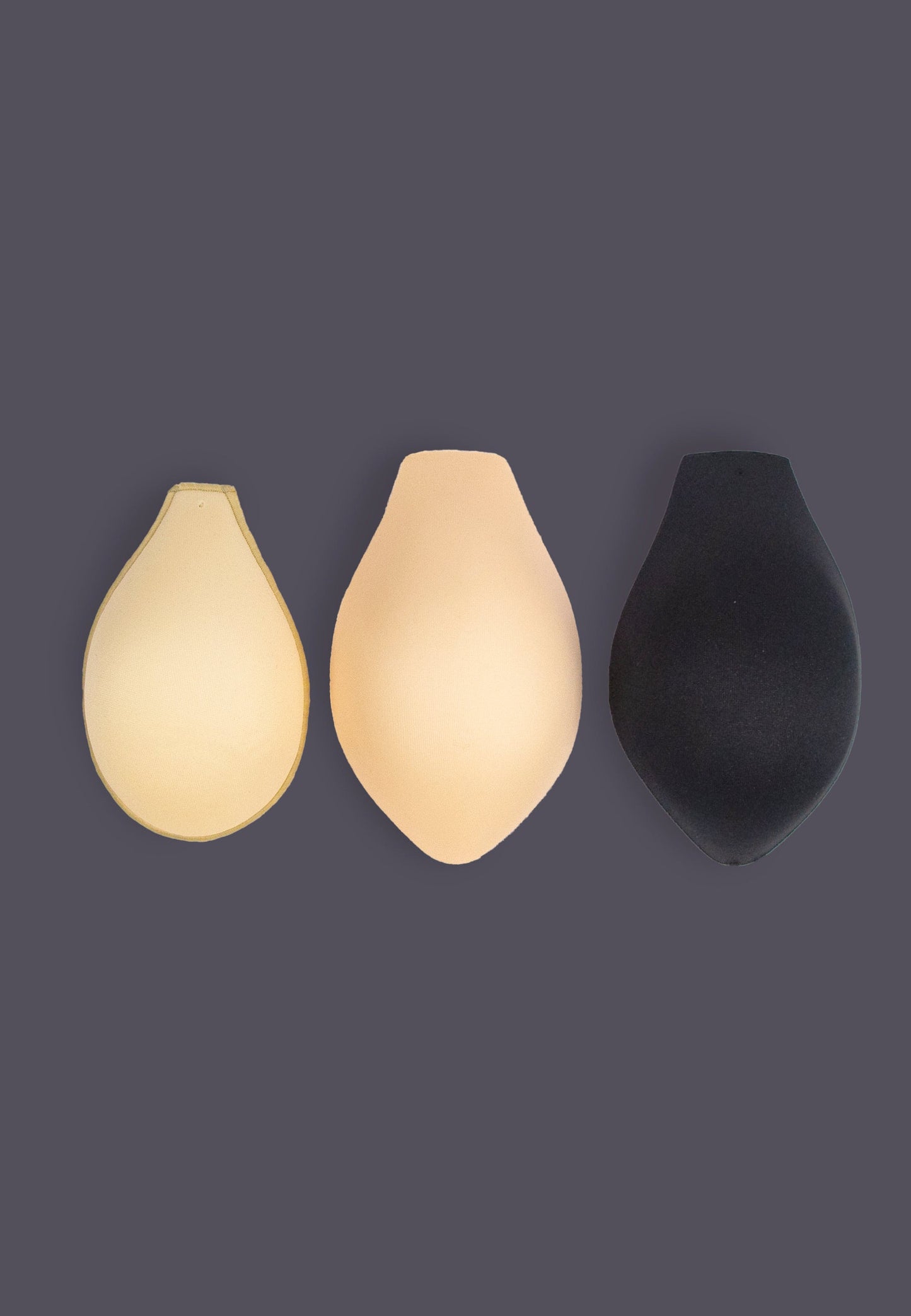 The different colours and sizes of the Foam Penis Padding
