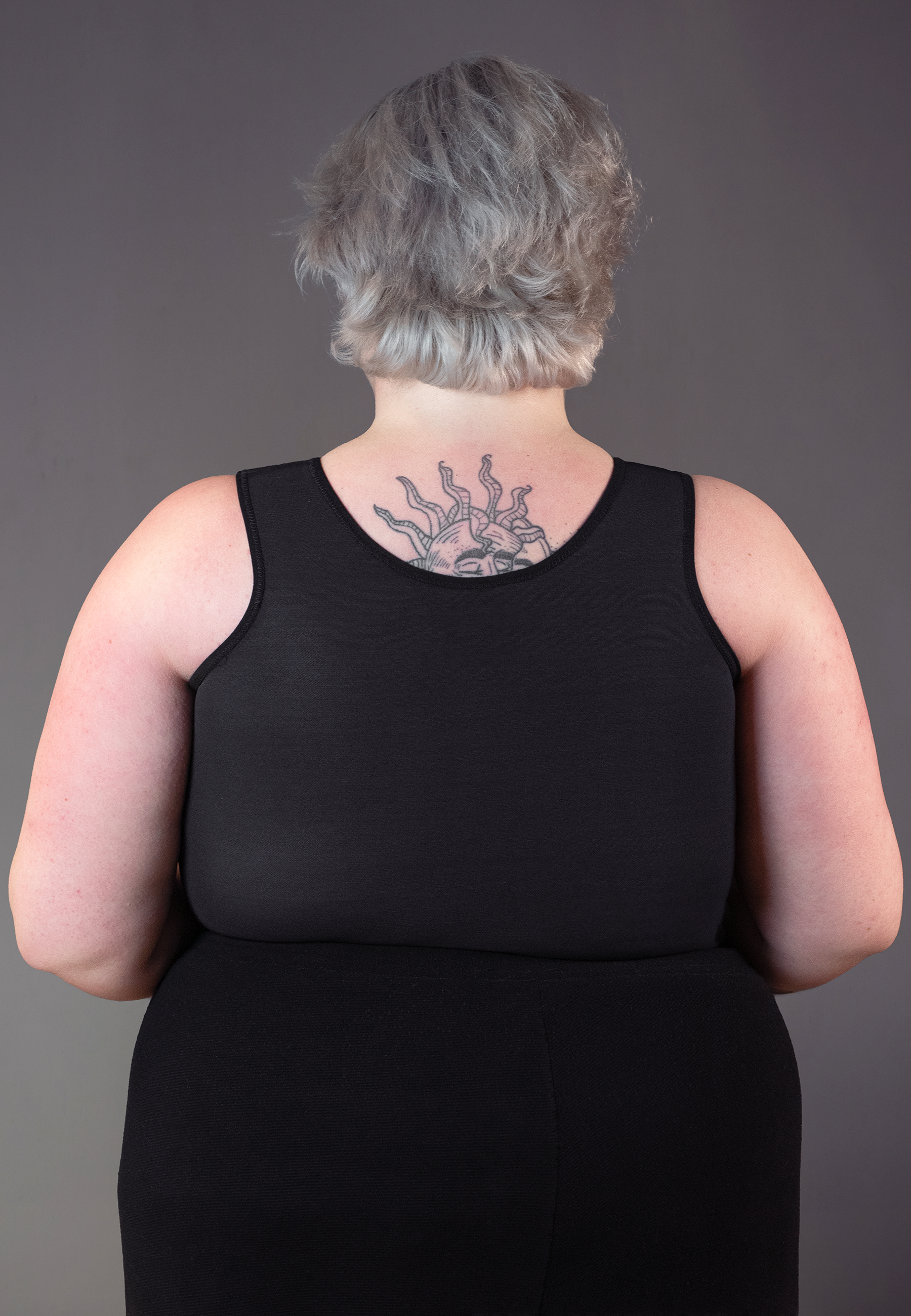 UNTAG FTM trans masc non binary chest long binder singlet with zipper black back