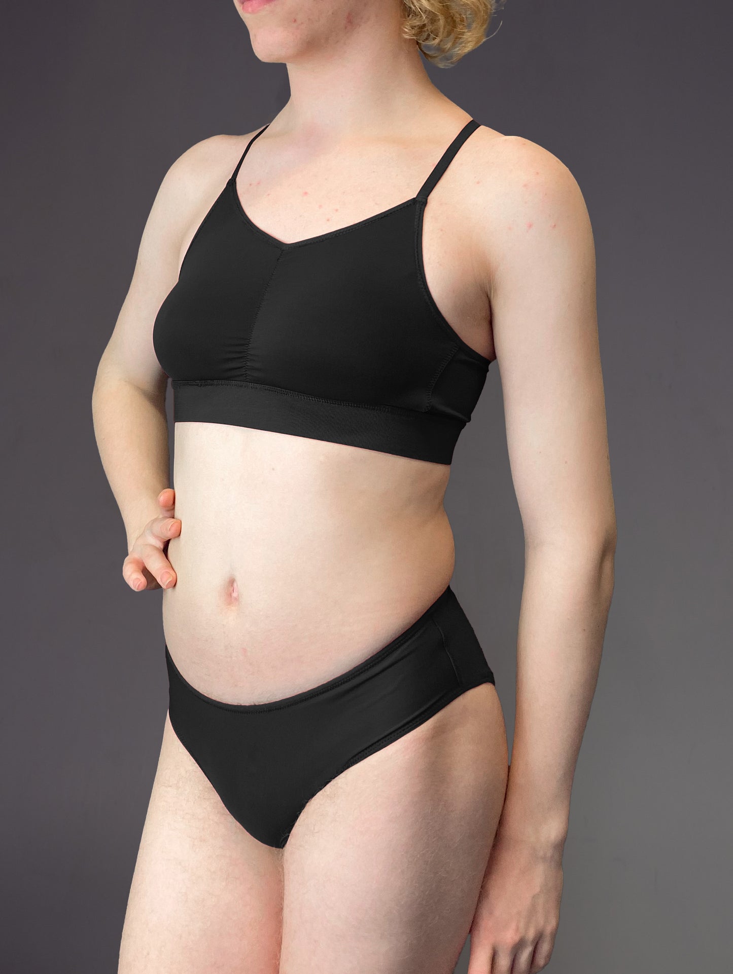 UNTAG MtF trans bra top with prosthetics black side model