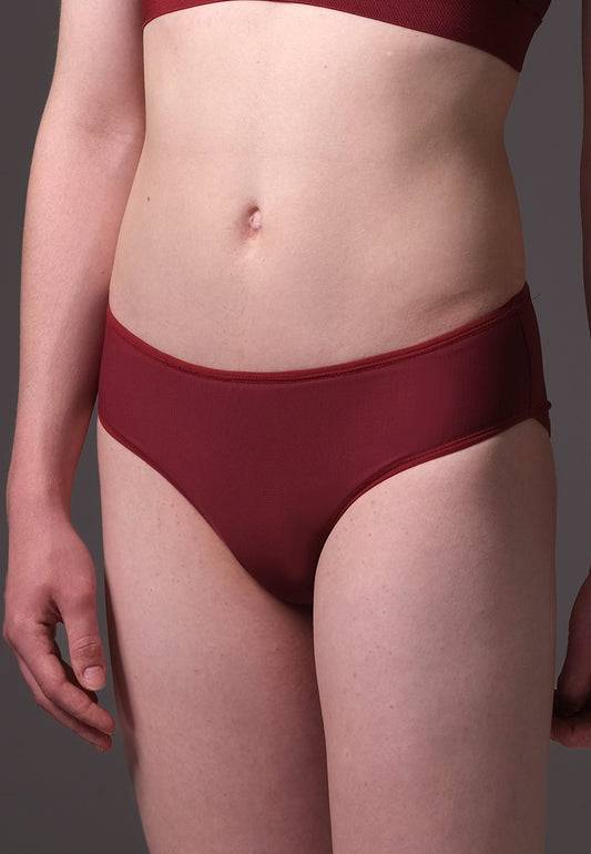 UNTAG MtF trans femme underwear tucking panties burgundy model front zoom