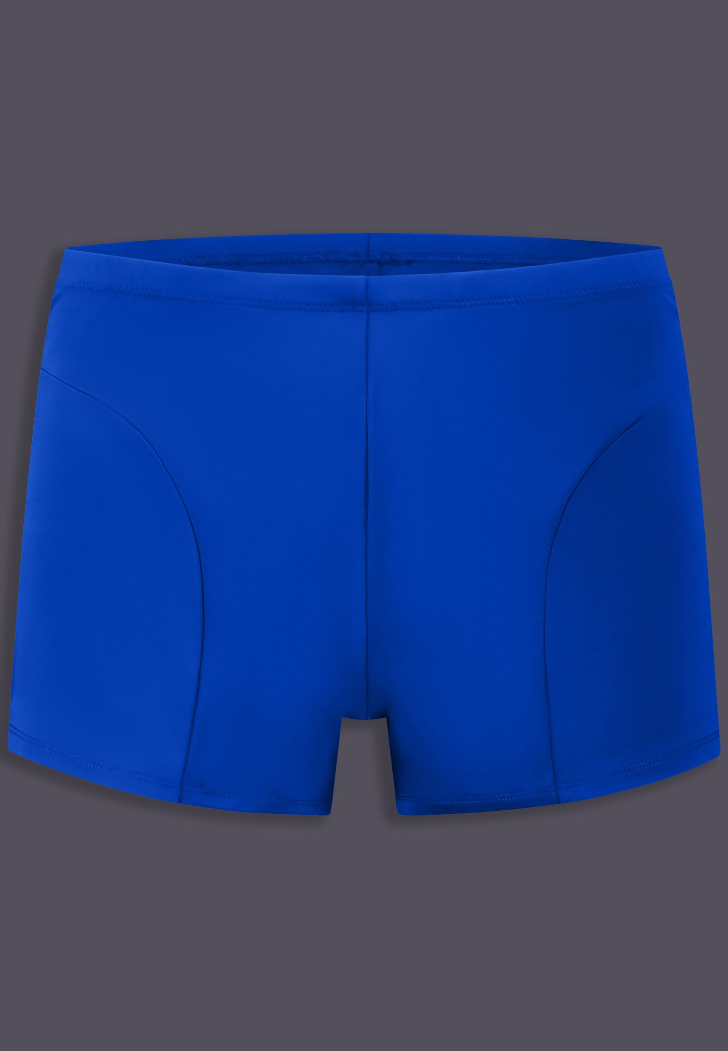 UNTAG FtM trans masc non binary swim cobalt blue swim shorts packing product front 