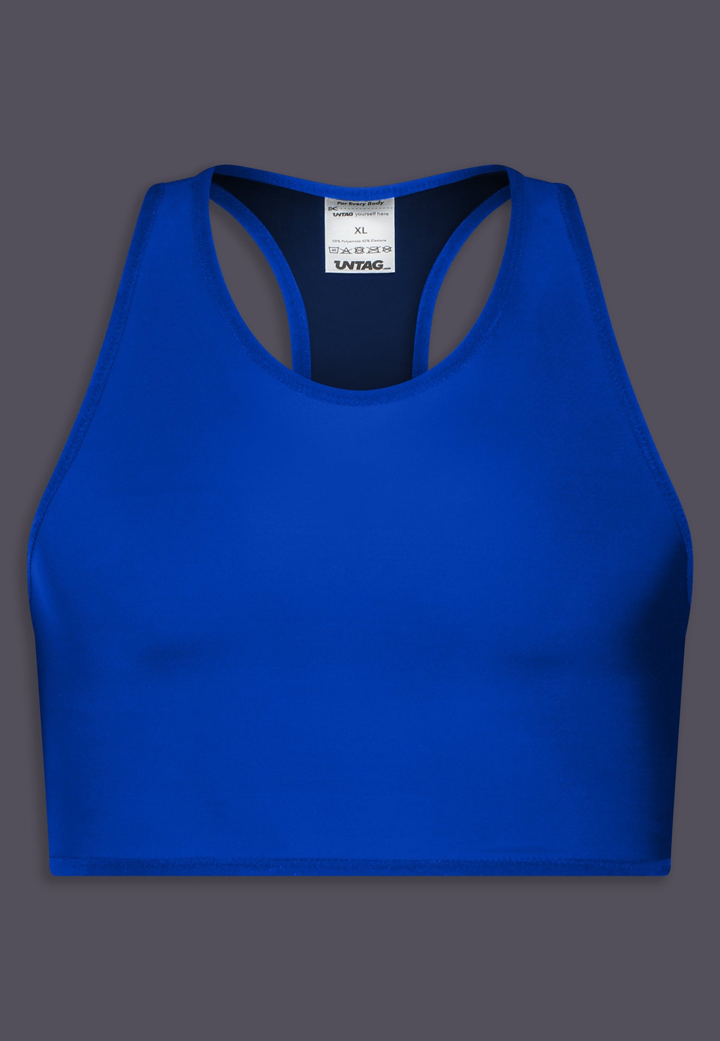 UNTAG FtM trans masc non binary swim cobalt blue chest binder tank top product front