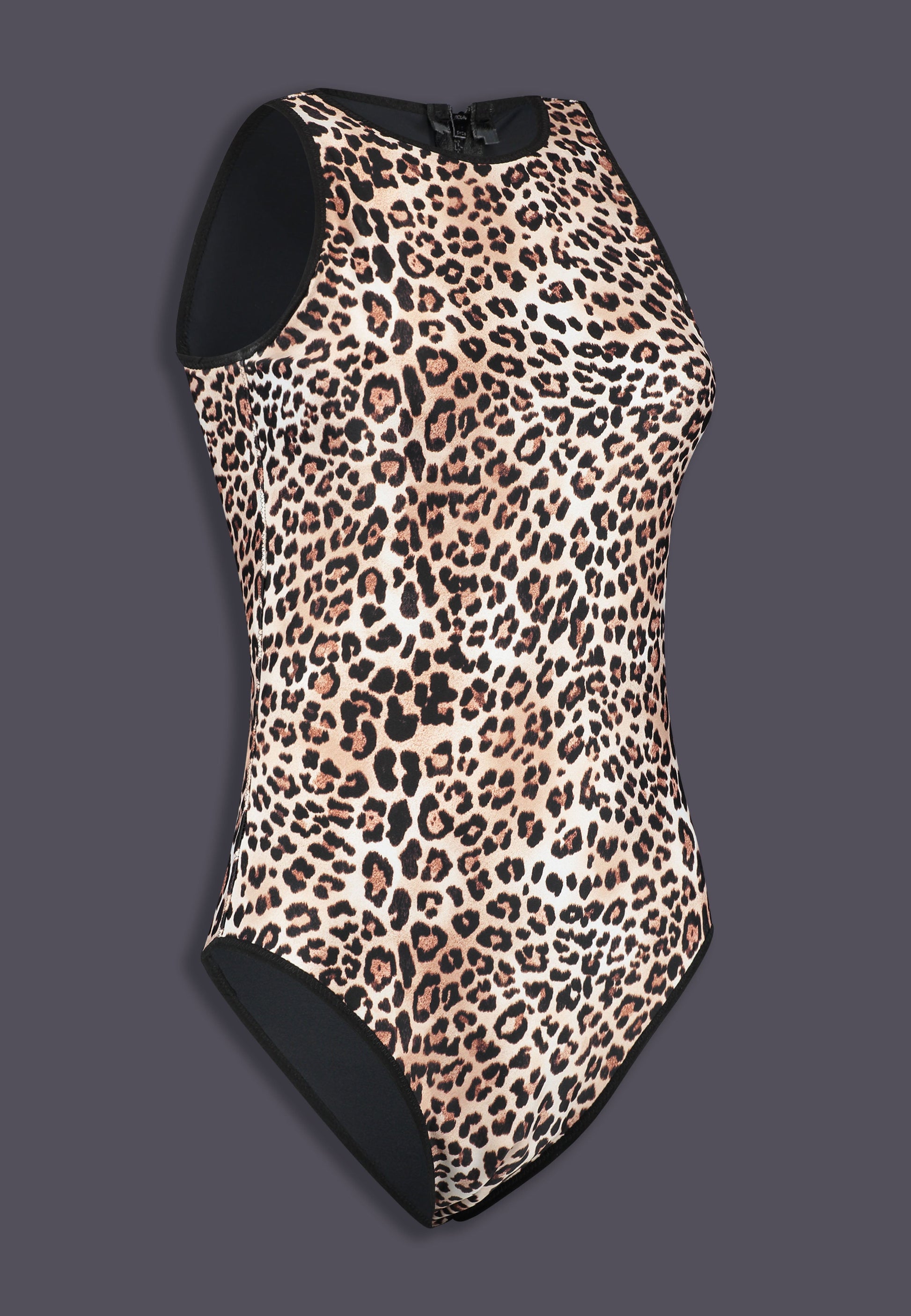 UNTAG MtF trans femme underwear tucking swimsuit leopard one piece zipper prosthetic bathing suit product side