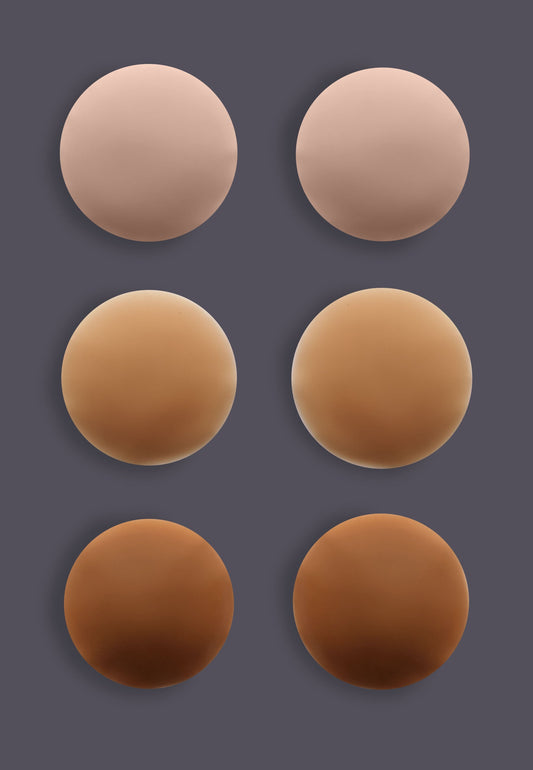 Silicone Nipple Pads in all three colors: vanilla, caramel and chocolate