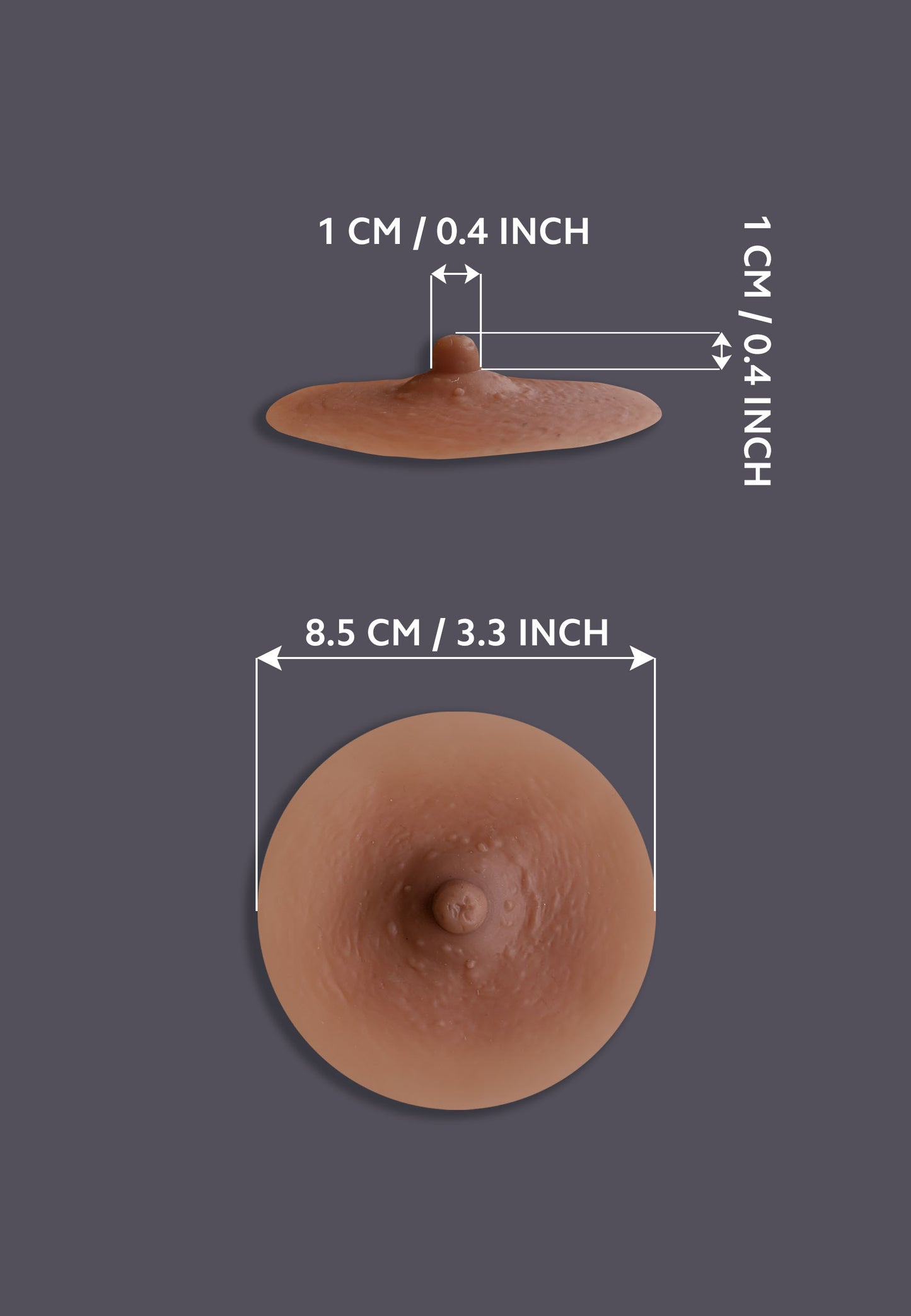 Measurements of the realistic silicone nipples by UNTAG