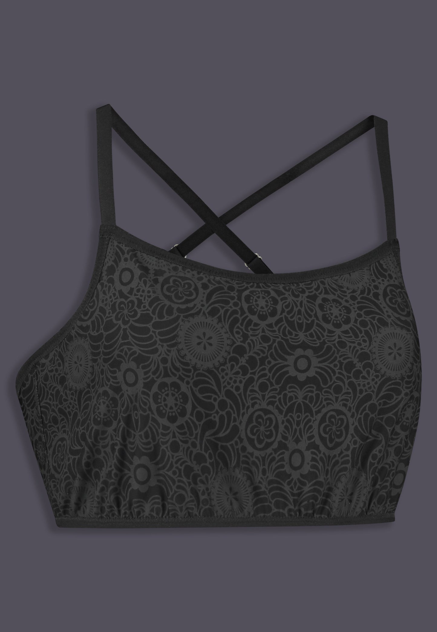 Bikinitop Advanced black grey abstract floral print, side right