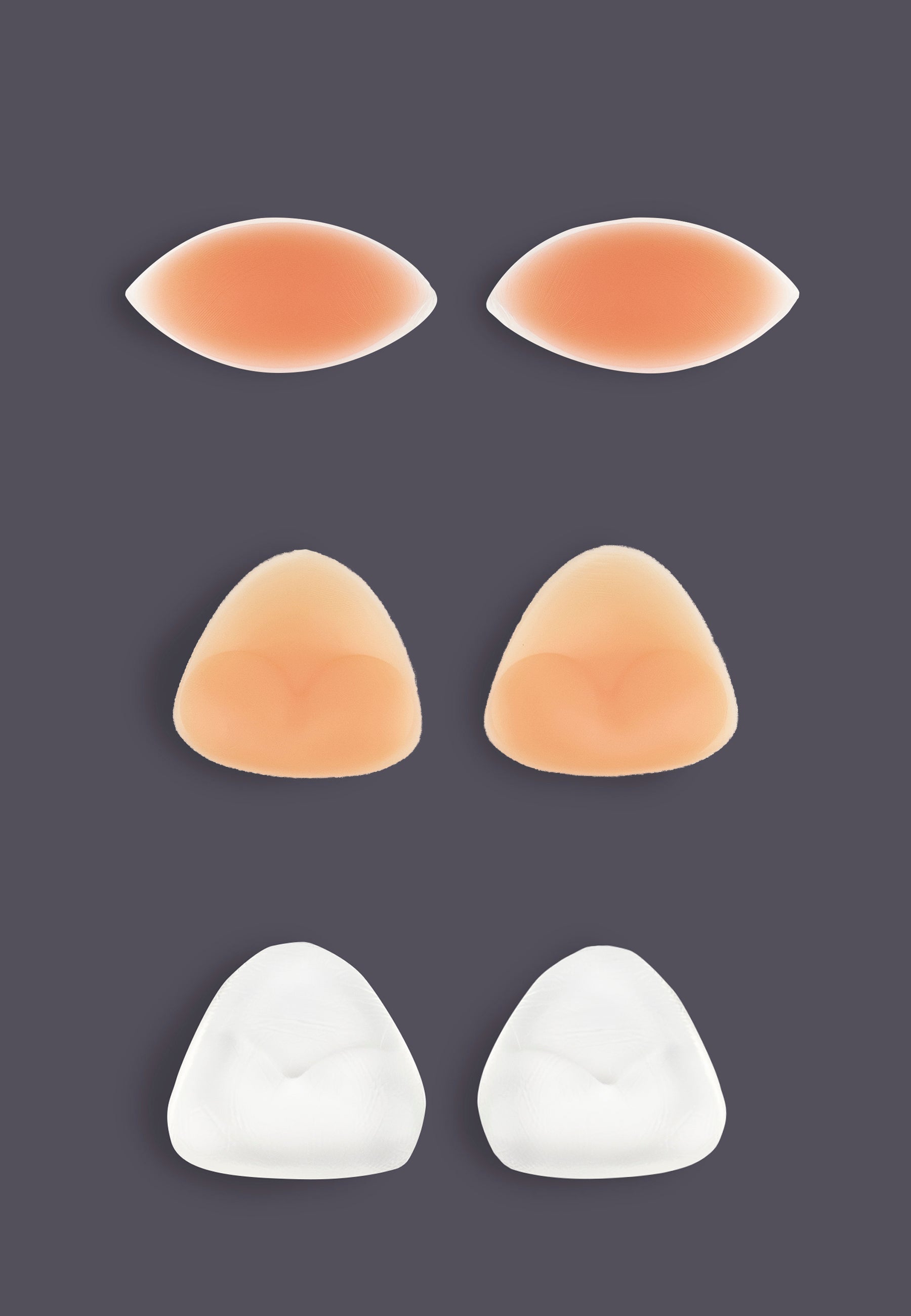 The Silicone Breastpads in oval shape, the nude ones and transparent